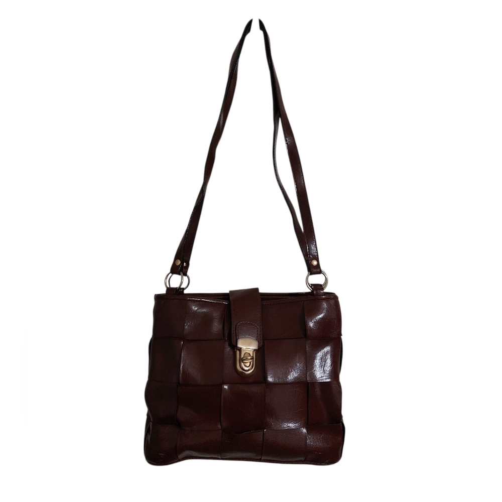Chic Woven Faux Leather Shoulder Bag